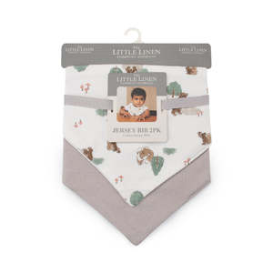 Bibs: Little Linen Jersey Bib 2pk Willow Bear