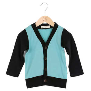 Mokopuna Merino Cardi - Tealeaf/Black