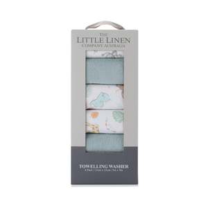 Changing And Bathing: Little Linen Towelling Washer 6pk Savanna Giraffe