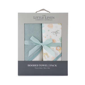 Little Linen Hooded Towel 2pk Savannah Giraffe