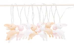 Night Lights: Pastel Bunny Fairy Lights String. AA batteries not incl.