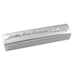 Toys And Gifts: Landmark Silver Birth Certificate Holder with Engraving