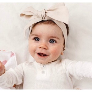 Natural Linen bow headband wrap
