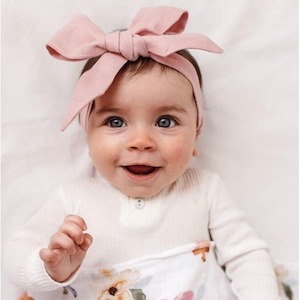 Dusty Pink Linen bow headband wrap