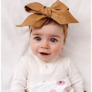 Linen Bow Headband Wraps: Mustard Linen bow headband wrap