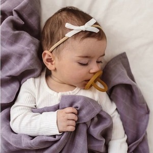 White petite velvet bow