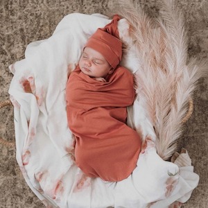Clay snuggle swaddle & beanie set