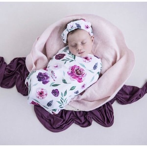 Peony Bloom snuggle swaddle & topknot set