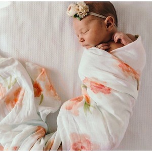 Wraps Swaddles: Sorbet Bloom organic muslin wrap