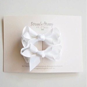 White bow clip - Small pair