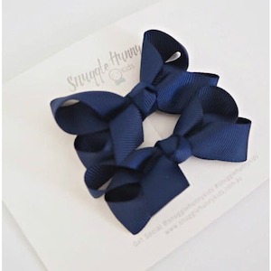 Navy bow clip - Small pair