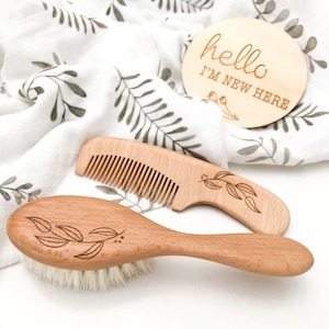 Hairbrush Comb Sets: Hairbrush & Comb Set - Natural Foliage