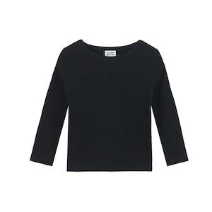 Cracked Soda: Sienna Long Sleeve Ribbed Top - Black