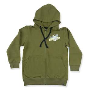 Over The Top Boys: Skull Hand Zip Hood Pesto Green