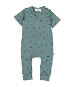 Sleep: Short Sleeve Zip Suit - Junglette