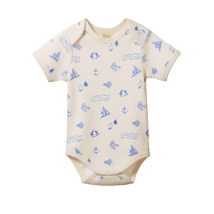Bodysuits: Cotton Short Sleeve Bodysuit - Atlantic