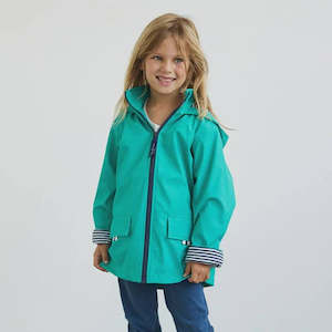 Boys Rain Jackets: Sea Green Zip Unisex Raincoat