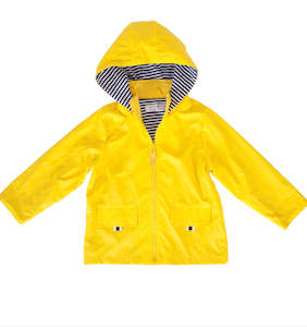 Boys Rain Jackets: Yellow Zip Unisex Raincoat