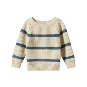 Over The Top Boys: Billy Jumper Oatmeal Marl & Sky Blue Stripe