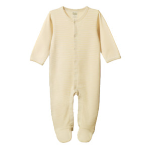 Onesies 1: Cotton Stretch & Grow Sand Pinstripe 6-12m