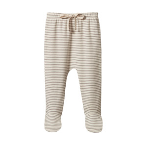 Baby Pants: Footed Rompers Mushroom Pinstripe