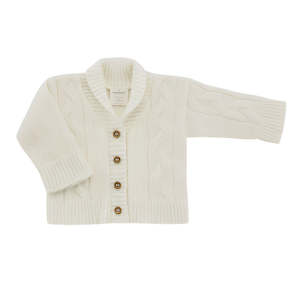 Baby Jerseys Vests: Cable Knit Cardigan White 6-12m