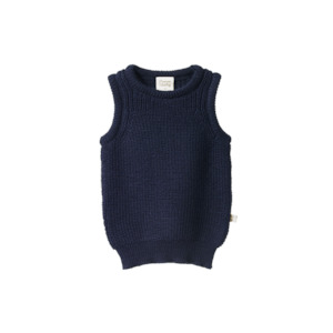 Merino Chunky Knit Vest Navy