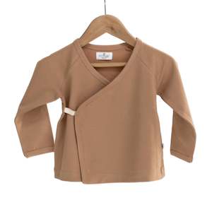 Baby Jerseys Vests: Essentials Kimono Top - Tawny Brown