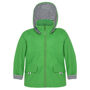 Boys Rain Jackets: Green Zip Unisex Raincoat