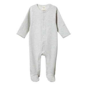 Cotton Stretch & Grow Grey Marl Stripe