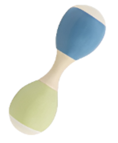 Comforters Rattles: Wooden Maracas Rattle Blue/Green