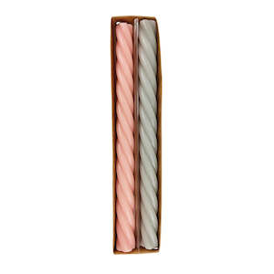 Urban: Swirl Pillar Vanilla Candle Set2 Rose & Smoke