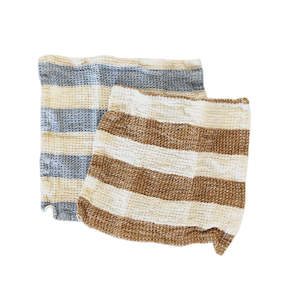 Cleaning: Stripe Waffle Dish Cloth Set 2 Yellow/Blue