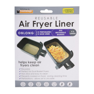 Oblong Air Fryer Liners Gold Reusable Set4