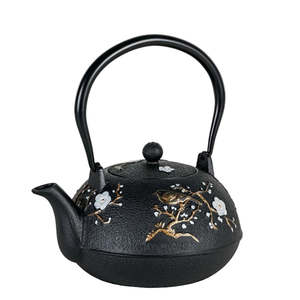 All: Teapot Cast Iron Cherry Blossom Black