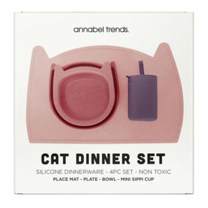 Plates Bowls: Cat Dinner Set 4pc