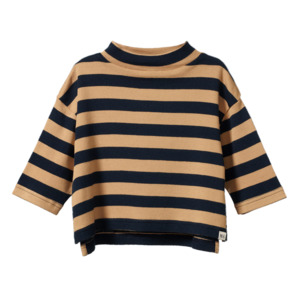 Nature Baby: T Neck Navy/Caramel Stripe