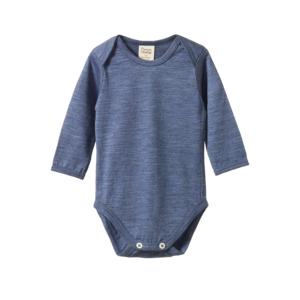 Bodysuits: Merino Long Sleeve Bodysuit Indigo Marl