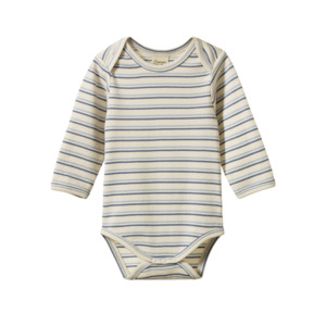 Bodysuits: Cotton Long Sleeve Bodysuit Horizon Stripe