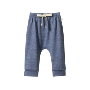 Baby Pants: Merino Drawstring Pants Indigo Marl