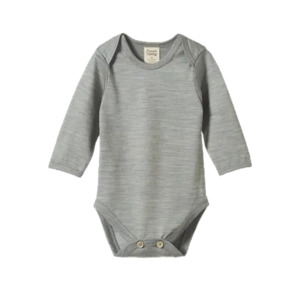 Merino Long Sleeve Bodysuit Grey Marl