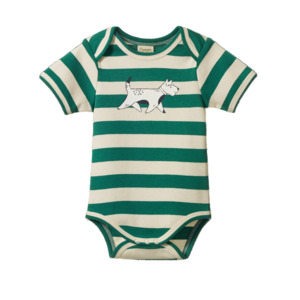 Cotton Short Sleeve Bodysuit Dog Walk Peppermint