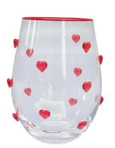 Kaya Heart Stemless Glass Red