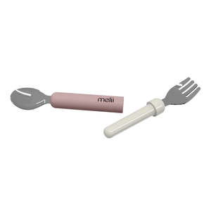 Melii Detachable Spoon & Fork Luxe Pink + Ivory