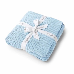 Sleep: Snuggle Hunny Kids Baby Blue Diamond Knit Organic Baby Blanket