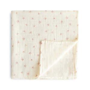 Mushie Organic Cotton Muslin Swaddle Blanket Bows