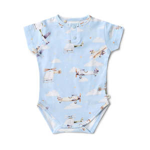Onesies: Snuggle Hunny Kids Taking Flight Short Sleeve Organic Bodysuit