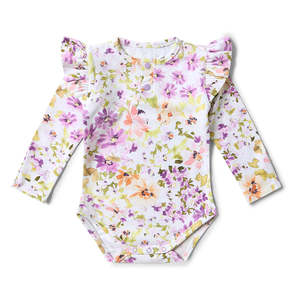 Snuggle Hunny Kids Isla Long Sleeve Organic Bodysuit with Frill