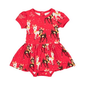 Onesies: Rock Your Baby Comet And Cupid Baby Short Sleeve Waisted Christmas Dress