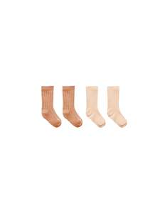 Quincy Mae Sock Set Melon / Shell